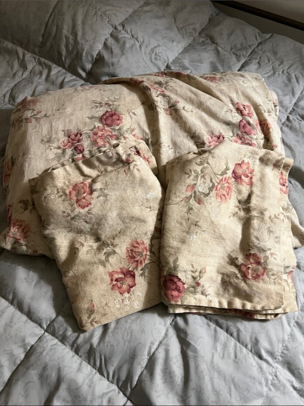 Brown Floral Rose King Duvet Cover and Pillow Shams